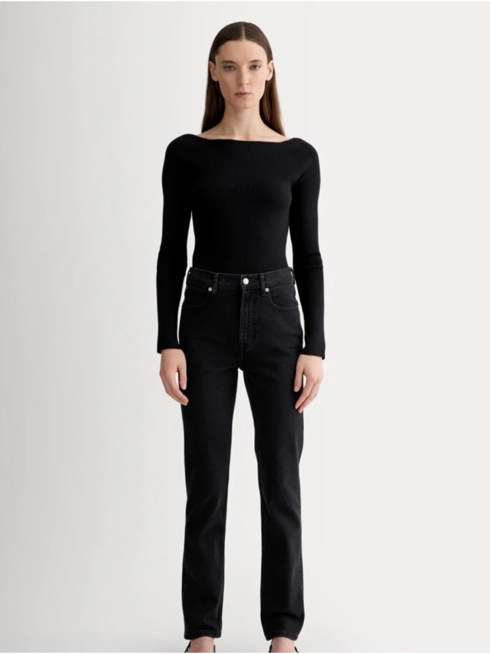 Everlane The Way-High Slim Jean in Black Coal, Size 25 with 31in inseam NWT